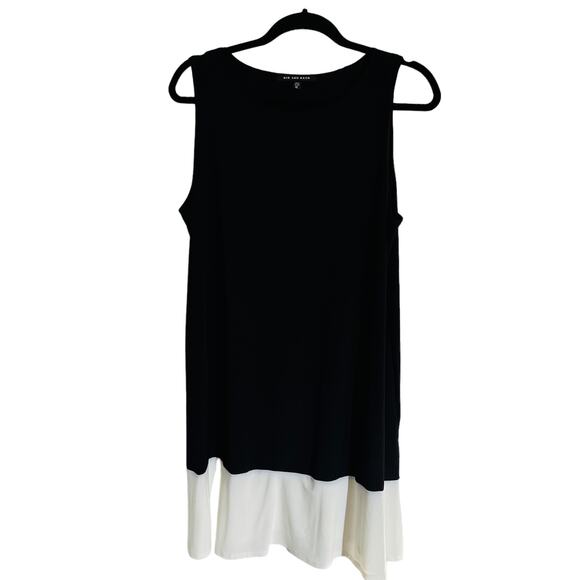 Nik and Nash Black and White Colorblock Sleeveless Dress, Sz XL - Picture 2 of 7
